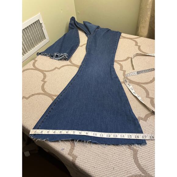 Free people Just Float on Flare Jeans High Rise stretch raw hem blue, size 26 - Picture 9 of 15